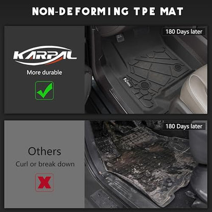 KARPAL Floor Mats for 2015-2020 Chevy Tahoe/GMC Yukon (Not for XL), with 2nd Row Bucket Seats (7seats) Cover Protector, All-Weather TPE Custom Fit Floor Liners Car Accessories - style: 2015-2020 | For Chevy Tahoe 7 Seats| Combo Set