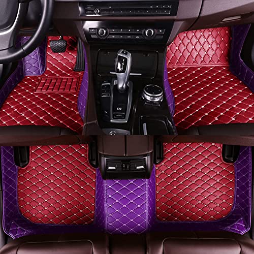 Custom Fit Car Floor Mats - Full Coverage Automotive Leather Floor Liners for Most Vehicles by MingyunSM (red & Purple) - color: red & purple