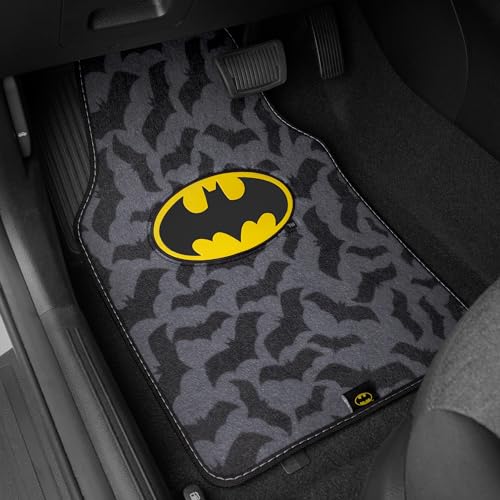 Batman Carpet Car Floor Mats, DC Comics Design, for Car, Truck, SUV - Comfortable, No Slip Nib Backing, Unique Full Print, Protects Car Floor - style: Vehicle Floor Mat