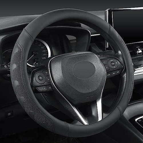 GIANT PANDA Car Steering Wheel Cover for Toyota RAV4,Camry,Highlander,Corolla,Prius,Tacoma,Standard Size - Black - color: C-Black, size: 14.5 - 15 inches
