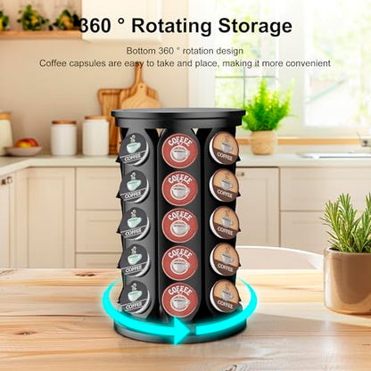 CEHNCEH K Cup Holder, Coffee Pods Holder Storage Organizer Stand Carousel Compatible with 40 Keurig K-Cup Pods, Home or Office Kitchen Counter (Black) - color: Black