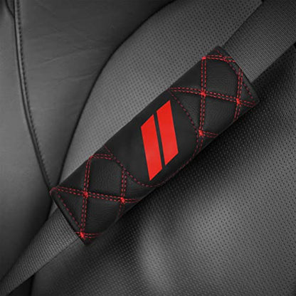 YOSRTER Seat Belt Pad, Shoulder Strap Protection Pad for Dodge Charger Durango Challenger Journey Seat Belt Covering Pad Anti-Scratch Leather Seat Belt Decoration（Red Trim）