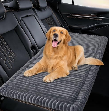Dog Bed for Car, Non-Slip Dog Car Bed for Back Seat, Extra-Thick Plush Backseat Dog Mat for Travel, Soft Flannel Washable Pet Car Bed Fits Cars SUVs Trucks, 51"×23.6", Grey - color: Deep-grey