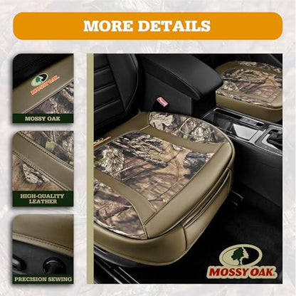 Mossy Oak Car Seat Cover, Luxury Faux Leather Front Bottom Seat Cushion Cover, Universal Anti-Slip with Wrap-Around Design and Storage Bags, Suitable for Most Vehicles - Beige Color 1 Piece - color: Beige
