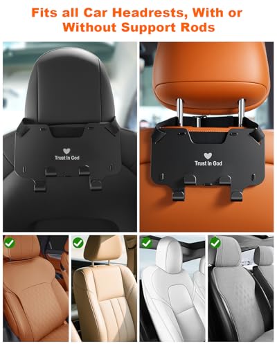 Adjustable Car Seat Headrest Hooks, Universal Fit for All Headrest Styles, Purse Hook with Phone Holder, Car Purse Hooks for Bags, Multifunctional Car Organizers and Storage
