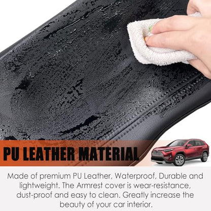 Center Console Cover for Toyota RAV4 2025 2024 2023 2022 2021 2020 2019 - Leather Middle Console Lid Armrest Cover for Toyota RAV4 Interior Accessories (Black) - size: 4) 19-25 |RAV4| Black Stitching,Thin Size