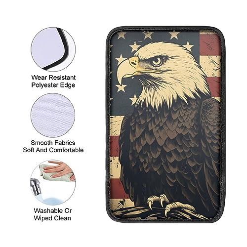 Car Center Console Pad, Universal Waterproof Car Armrest Seat Box Cover, Car Interior Accessories for Most Vehicle SUV Truck Vintage American Flag Eagle Car Armrest Pad - color: vintage american flag eagle