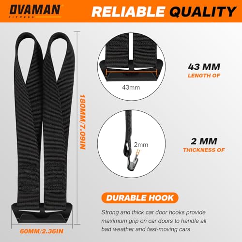 6 Rooftop Cargo Tie Down Hook Straps-Secure Any Car Roof Bag, Roof Rack Cargo Carrier,or Car Top Carrier,Durable and Solid, No Roof Rack Required, Compatible with Most Cars - Registered Patent (black)