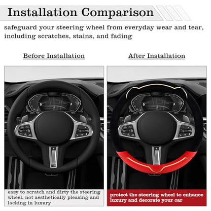 Cat Ears Plush Steering Wheel Cover,Universal 14.5-15 Inch Winter Plush Warm Steering Wheel Cover, Soft Fluffy, Anti-Slip Design, Soft Texture (Black+Red) - color: Cat Ears