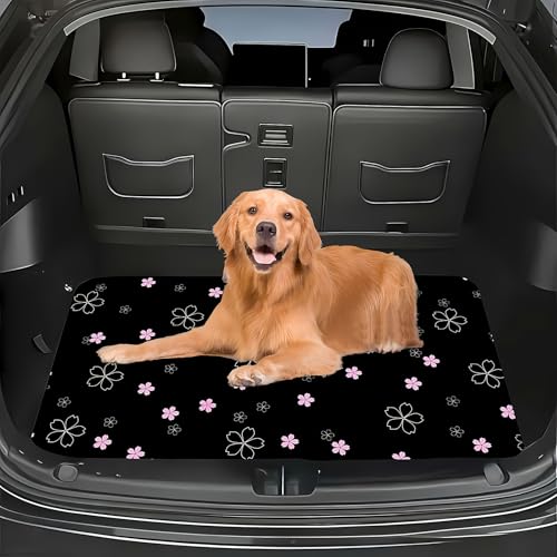 Universal Car Trunk Mat 29" x 39", Pink Simple Flowers All Weather Trunk Protection Cargo Liner, Durable Cargo Mat Rear Trunk Liner,Stylish Vehicle Interior Accessories Suitable for Most Car Models - color: Pink Simple Flowers