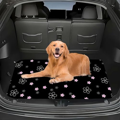 Universal Car Trunk Mat 29" x 39", Pink Simple Flowers All Weather Trunk Protection Cargo Liner, Durable Cargo Mat Rear Trunk Liner,Stylish Vehicle Interior Accessories Suitable for Most Car Models - color: Pink Simple Flowers