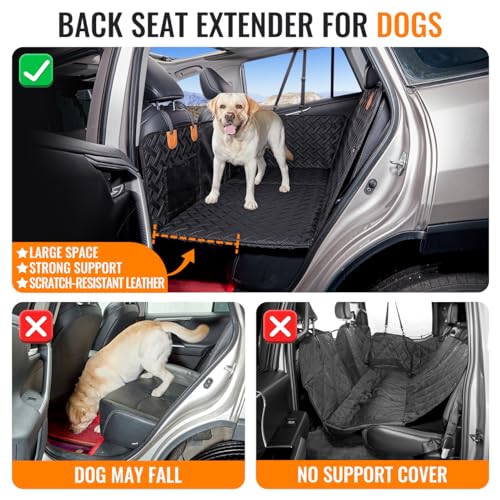 Dog Back Seat Extender,Backseat Pet Cover for Dogs,Rear Dog Car Seat Cover for Back Seat,Hard Bottom Car Seat Cover for Dogs, Dog Hammock for Car - color: Black, size: L-for Car/SUV/small Truck