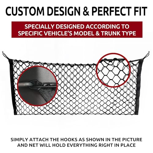Envelope Style Automotive Elastic Trunk Mesh Cargo Net for Hyundai Kona Hybrid 2018-2026 - Premium Trunk Organizers and Storage - Luggage Net for Crossover - Best Car Organizer for Hyundai Kona EV