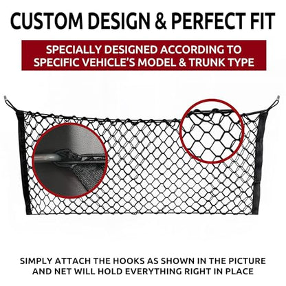 Envelope Style Automotive Elastic Trunk Mesh Cargo Net for Hyundai Kona Hybrid 2018-2026 - Premium Trunk Organizers and Storage - Luggage Net for Crossover - Best Car Organizer for Hyundai Kona EV