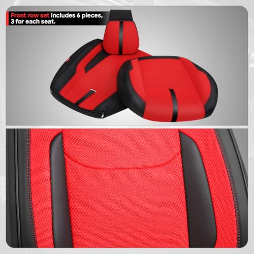Drive Series Front Row Set Seat Covers Universal for Cars Trucks SUV, Red, CA-SC-Drive-F-RD - color: Red, size: Front Row, style: Drive Series
