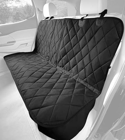 4Knines Dog Seat Cover for Back Seat, Heavy Duty Waterproof Rear Seat Protector for Small Trucks, SUV, Cars - Fits 60/40 Split Bench with Middle Seat Belt, Non-Slip Dog Backseat Cover (Regular, Black)