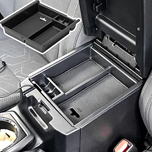 Center Console Accessory Organizer Compatible with Toyota Tacoma 2016-2019 2020 2021 2022 2023 ABS Material Armrest Box Insert Tray (Black Trim)