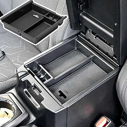 Center Console Accessory Organizer Compatible with Toyota Tacoma 2016-2019 2020 2021 2022 2023 ABS Material Armrest Box Insert Tray (Black Trim)