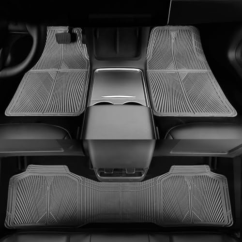 CAR PASS Gray Rubber Floor Mats&Cargo Liner,Waterproof Truck Mats Heavy Duty,All Weather Trim-to-Fit Automotive Mat for Car Truck SUV,Anti-Slip Easy Clean Durable,Full Set 5-Piece,3D Emboss All Grey - color: Gray Cargo Liner