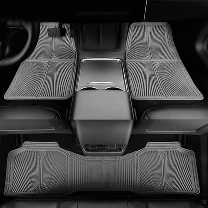 CAR PASS Gray Rubber Floor Mats&Cargo Liner,Waterproof Truck Mats Heavy Duty,All Weather Trim-to-Fit Automotive Mat for Car Truck SUV,Anti-Slip Easy Clean Durable,Full Set 5-Piece,3D Emboss All Grey - color: Gray Cargo Liner
