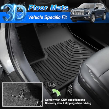 Cartist Floor Mats for Chevy Traverse & GMC Acadia 2024-2026, Buick Enclave 2025-2026 (Only for 7 Seats Captain Chairs), All Weather Floor Liner for Traverse Accessories, Heavy Duty - size: 1)Chevy Traverse 24+ Full Set