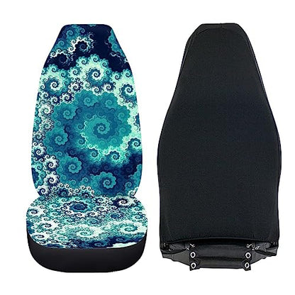 Howilath Blue Swirl Art Design Seat Covers for Women Men Car Seat Covers, 2pcs Car Accessories High Back Front Seat Covers - color: Blue Swirl
