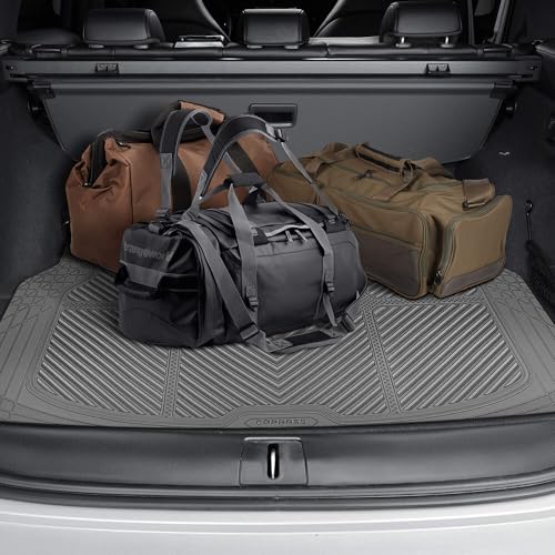 CAR PASS Gray Rubber Car Floor Mats & Cargo Liners, All Weather Car Mats & Trunk Mats,Waterproof Automotive Floor Mats Trim to Fit for Most Cars Sedans SUVs Vans, Durable Heavy Duty Anti-Slip, Gray - color: Gray with cargo liner