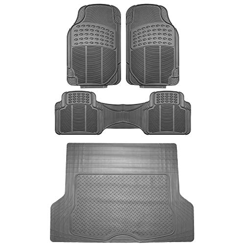 FH Group Climaproof™ Trimmable Non-Slip Vinyl Floor Mats Full Set - Universal Fit for Cars Trucks and SUVs (Gray) F11306 + F16400 - color: Gray, size: Universal, style: Combo Set