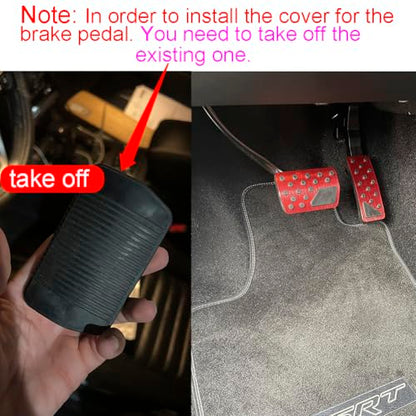 Car Pedal Cover for Jeep Grand Cherokee Dodge Durango 2011-2024 2025 2026 Aluminum Alloy No Drilling Aluminum Brake and Accelerator Pedal Covers 2PCS(Red) - color: Red