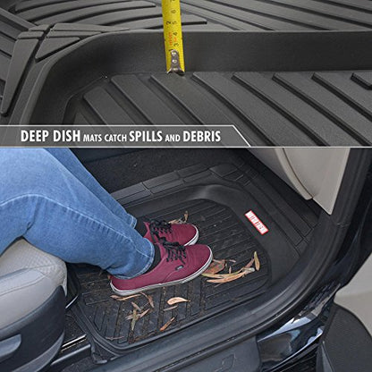 BDK FlexTough™ Contour Liners - Deep Dish Heavy Duty Rubber Floor Mats for Car SUV Truck & Van - All Weather Protection (Deep Dish 1)