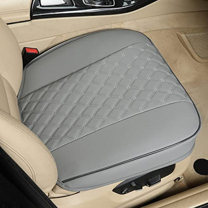 Black Panther 1 Pair PU Front Car Seat Covers, Front Seat Protectors Compatible with 95% Vehicles, Anti-Slip & Full Wrapping Edge, Diamond Pattern Embroidery (W 21.26''×D 20.86”) - Light Gray - color: Front Pair Gray