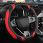Concave Convex Massage Black Red Microfiber Leather Steering Wheel Cover, 14.5-15 Inch Non-Slip Breathable Microfiber Car Steering Wheel Protector - color: Embossed Massage - Black Red
