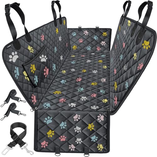 URPOWER Dog Car Seat Cover for Pets 100% Waterproof Seat Cover Hammock 600D Heavy Duty Scratch Proof Nonslip Durable Soft Back Seat Covers for Full Size Trucks - color: Colorful, size: XL - 60" Length