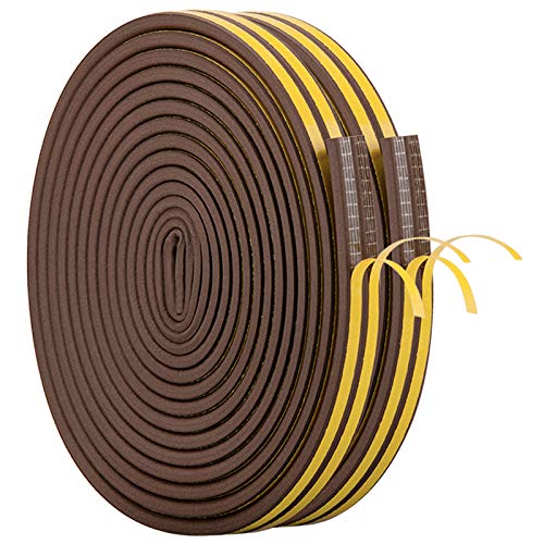 CloudBuyer Door Weather Stripping, Soundproof Insulation Seal Strip for Windows with Self-Adhesive Protection (Brown, 66Ft) - color: Brown, size: 66Ft
