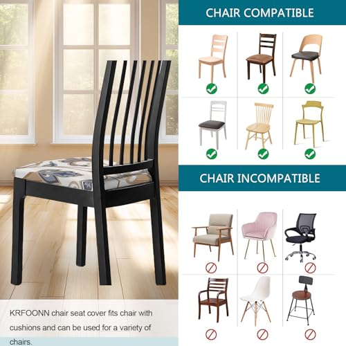 KRFOONN Waterproof Seat Covers for Dining Room Chairs Set of 4 with Bench Cover Washable Dining Chair Covers Removable Kitchen Chair Cushion Slipcovers Protector, A11 - color: Color A11