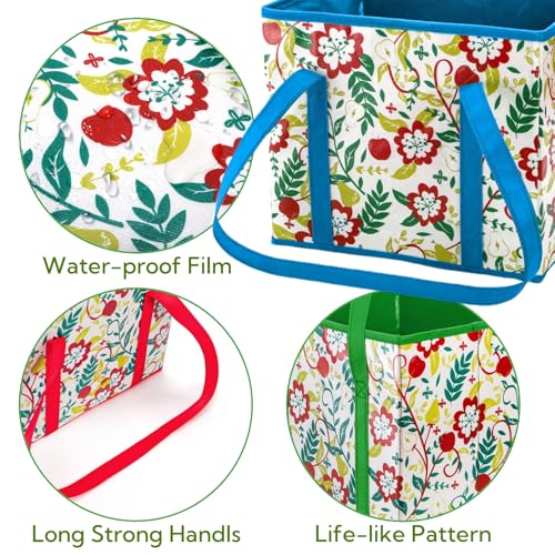 4 Pack Reusable Grocery Bags, Large Heavy-Duty Shopping Tote with Box Shape, Foldable Car Organizer Trunk Bin with Reinforced Handles Hard Bottom for Picnic, Toy, Cloth, Hold up to 50 Lbs