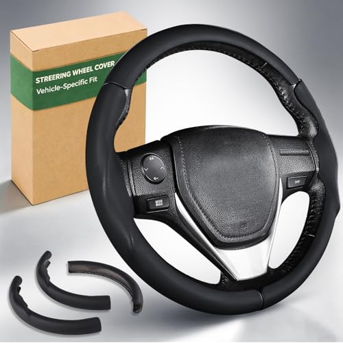 Aimato Customized Steering Wheel Cover for Toyota Corolla 2014-2019 / RAV4 2013-2018, Thin,Anti-Slip,Scratch-Resistant Exclusive Car Accessory for Toyota, Black - color: Black, size: For Corolla 2014-2019/ RAV4 2013-2018