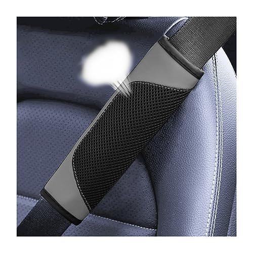 BESULEN Car Seat Belt Pads Cover, 2 Pack Leather Mesh Universal Seatbelt Shoulder Strap Protector, Soft Harness Pad Safety Belt Cover for Comfortable Driving, Car Interior Accessories (Gray) - color: Gray