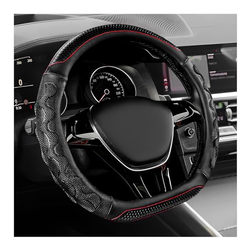 Sun Walker Car Steering Wheel Cover, 15" D-Shaped 3D Honeycomb Steering Wheel Protector with Anti-Slip Lining, Comfortable Grip Wheel Protector Stylish Interior Decor for Most Cars (Black) - color: Black