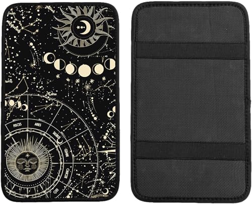 Auto Center Console Cover, Car Armrest Box Pad,Sun and Moon Soft Waterproof Auto Armrest Seat Box Cover Protector for Most Vehicle SUV Truck Car - color: Sun and Moon
