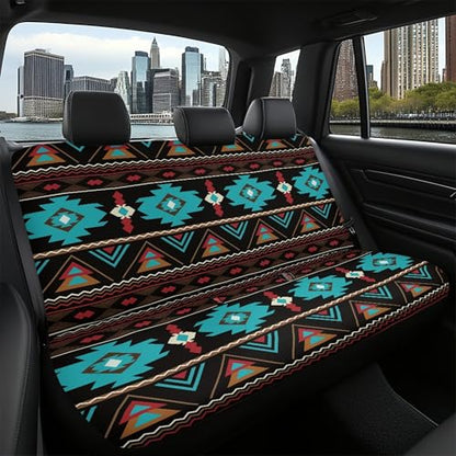WELLFLYHOM Navajo Aztec Rear Bench Seat Cover for Cars Truck SUV Western Tribal Car Seat Covers for Women Men Geometric Stripe Back Seat Backrest Saddle Blanket Protector Set of 2 - color: 01 Tribal Navajo Aztec