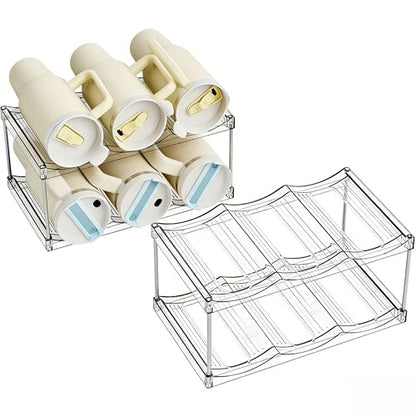 Yieach 2 Pack 2 Tier Stackable Water Bottle Organizer for Stanley,Yeti 40 oz Tumbler Organizer,Waterbottle Storage Rack,Clear Acrylic Cup Organizers for Kitchen Cabinets,Countertop,Pantry Shelf - size: 2 Tier(2 Set) Hold 12 Bottle