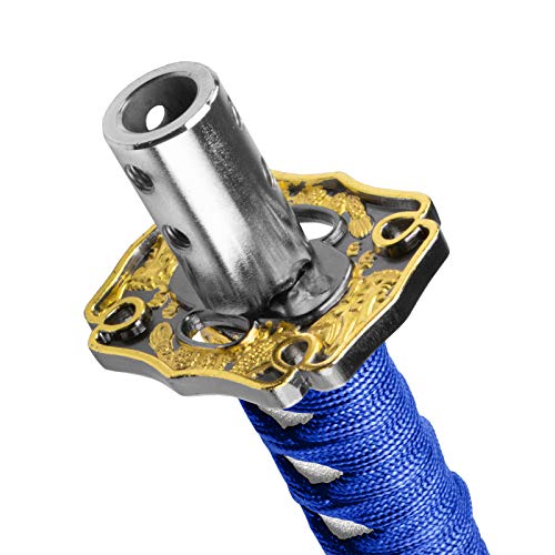 JDMBESTBOY Samurai Sword Blue White Shift Knob Shifter Alloy Katana Adapter Universal 20cm - color: Blue White, size: 20cm