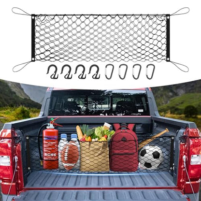 Canvcle Trunk Cargo Net for 2022-2025 2026 Ford Maverick Accessories Envelope Style Mesh Trunk Net Organizer and Storage Stretchable Adjustable Elastic Nylon Rear Cargo Netting with Hooks - style: for Ford Maverick
