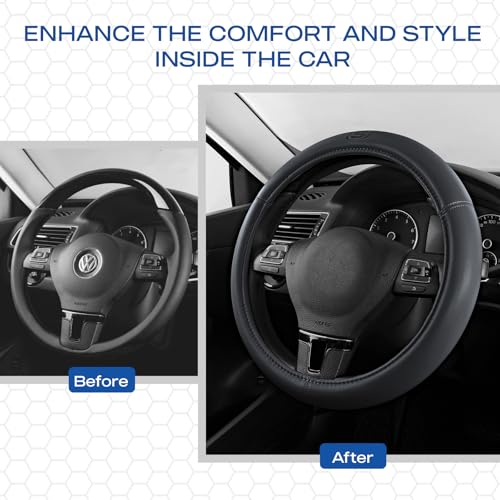 Skechers Memory Foam Steering Wheel Cover,Grade Protein Leather Steering Wheel Cover,Universal Anti-Slip Fit 14" 1/2-15" Car Wheel Cover for Men Women Fit Suvs,Vans,Sedans,Car,Trucks,Grey - color: Grey