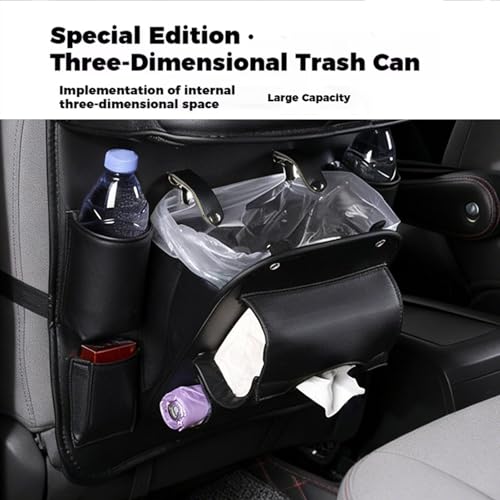 Backseat Car Organizer with Foldable Tray Table,Leather Seat Back Storage with Trash Can, Tablet Holder, Bottle Pockets, Kick Mat Protector, Black,2 Pack - color: Black