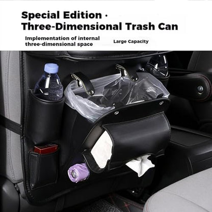 Backseat Car Organizer with Foldable Tray Table,Leather Seat Back Storage with Trash Can, Tablet Holder, Bottle Pockets, Kick Mat Protector, Black,2 Pack - color: Black