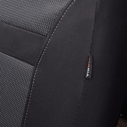 Flying Banner Car Seat Covers Full Set Universal fit Most Car,Truck,SUV and Van Comfortable Airbag Compatible Jacquard & Polyester (Full Set - Low Back, Black Black) - color: Black Black