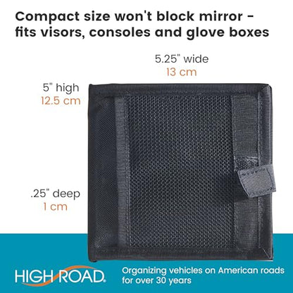 High Road Car Registration and Insurance Card Holder for Sun Visor, Glove Box or Console with 2 Clear Hidden Car Document Pockets
