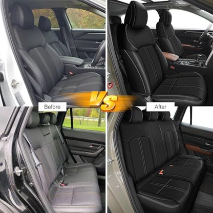 AOMSAZTO Custom Fit Seat Covers for Mazda CX50 2023 2024 2025 CX30 Car Seat Covers Full Set Black Faux Leather Compatible Airbag （New - CX50） - color: Black, size: CX-50 2023-2025